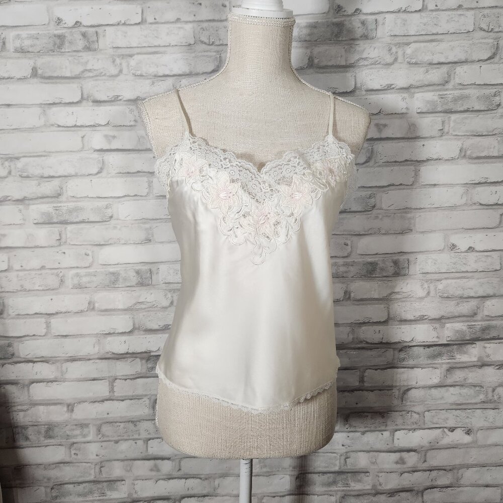 Sara Beth Vintage Satin Floral Lace Camisole Top